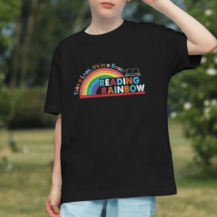 Take A Look A Book Vintage Reading Librarian Rainbow Graphic Youth