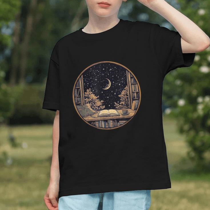 Moon Book Bookshelf Library Coffee Cup Star Stars Pattern Graphic Youth