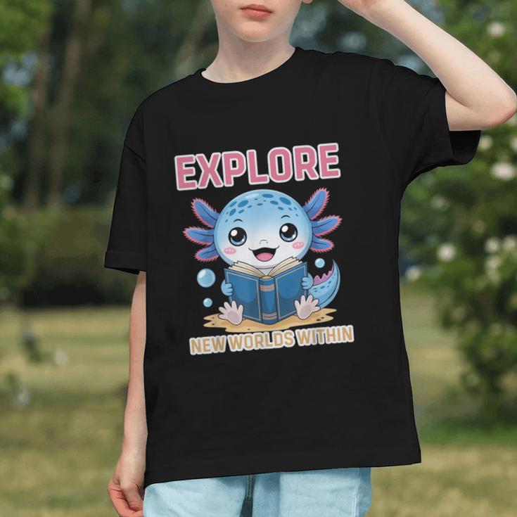Readsolotl Kawaii Axolotl Book Lover Reading Graphic Youth