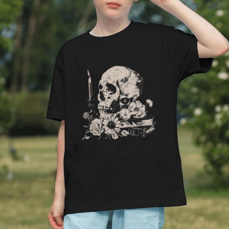 Skull Books Flowers Goth Reader Grunge Dark Alt Aesthetic Graphic Youth
