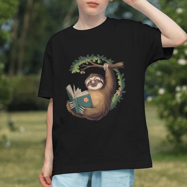 Sloth Reading a Book Lazy Sloth Bookworm Graphic Youth Sloth Reading a Book Lazy Sloth Bookworm Graphic Youth