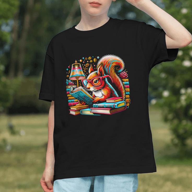 Squirrel Reading a Book Lover Bookworm Graphic Youth