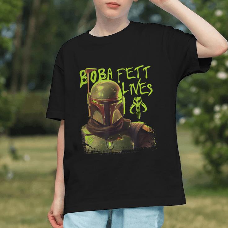 Star Wars The Book Of Boba Fett Neon Boba Fett Lives Poster Graphic Youth