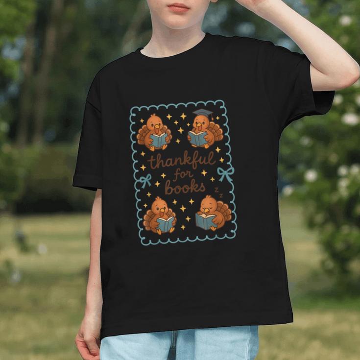 Thankful For Books Turkey Reading Book Lovers Fall Teacher Graphic Youth