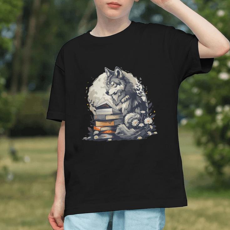Wolf Reading Book Librarian Library Wolves Graphic Youth