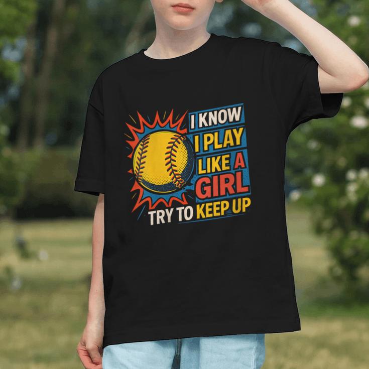 Women's Girls Softball Play Like A Girl Comic Book Pop Art Graphic Youth Women's Girls Softball Play Like A Girl Comic Book Pop Art Graphic Youth