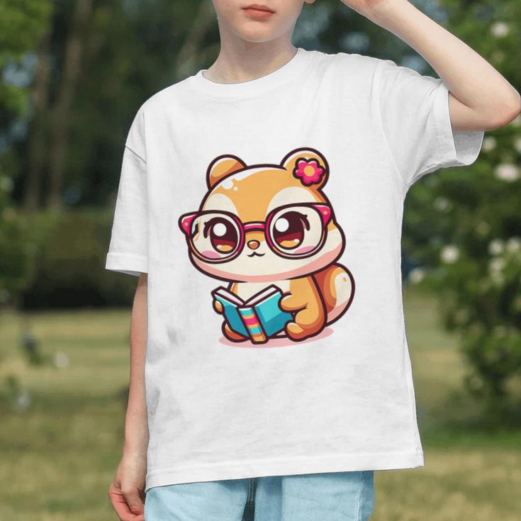 Adorable Book Lover Chipmunk With Reading Glasses Cute Premium Graphic Youth