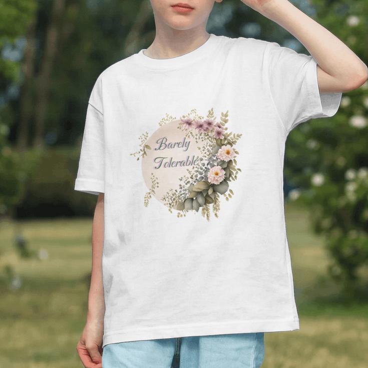 Barely Tolerable Book Lover Bookish Floral Bookworm Graphic Youth