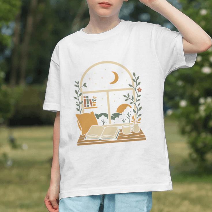 Book Lover Moonlight Reading Scene Night Graphic Youth