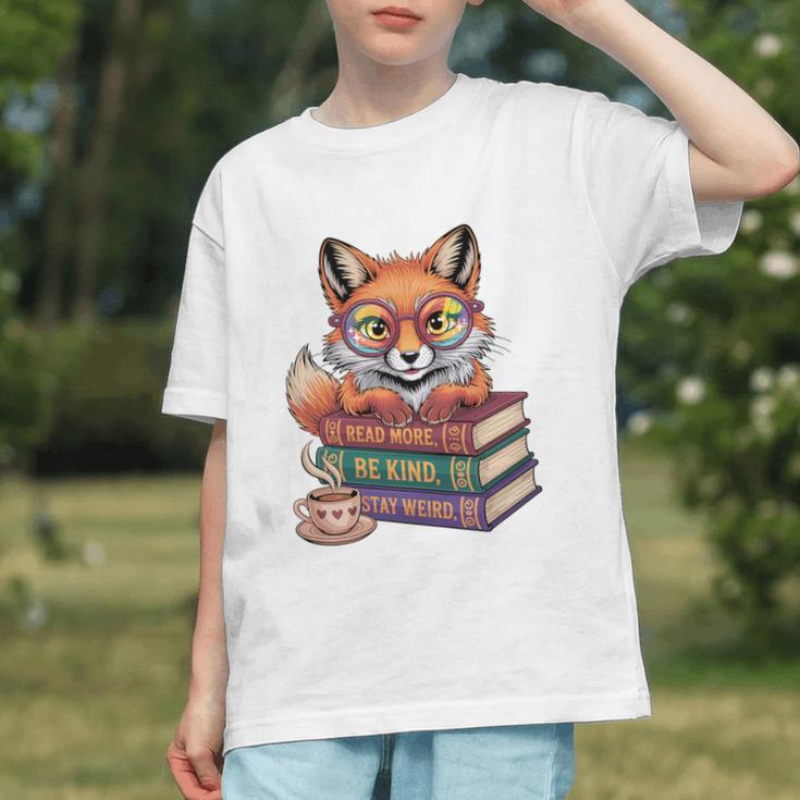 Cute Nerdy Fox Read Books Be Kind Stay Weird Book Club Premium Tri-Blend Graphic Youth