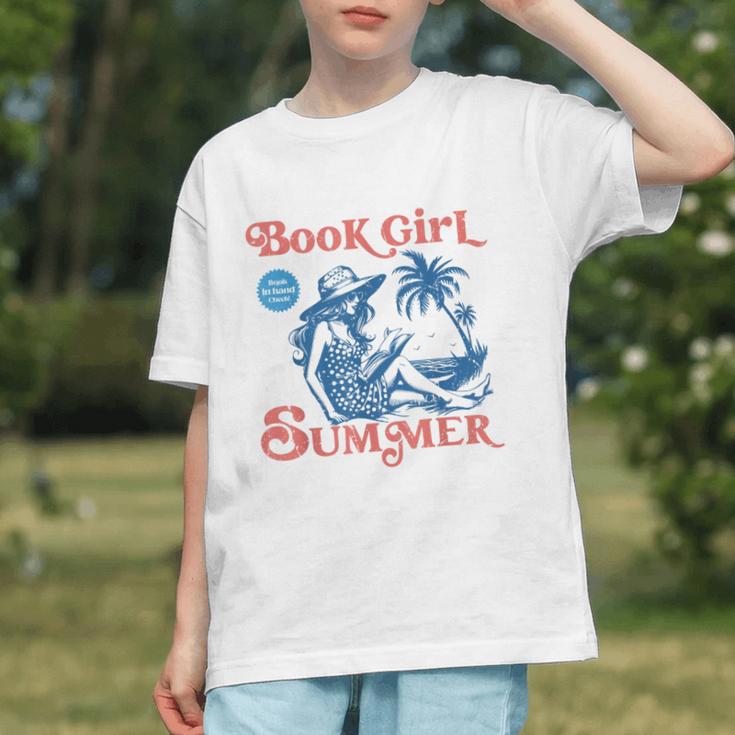 Girl Reading Book Summer Beach Vacation For Book Lover Graphic Youth
