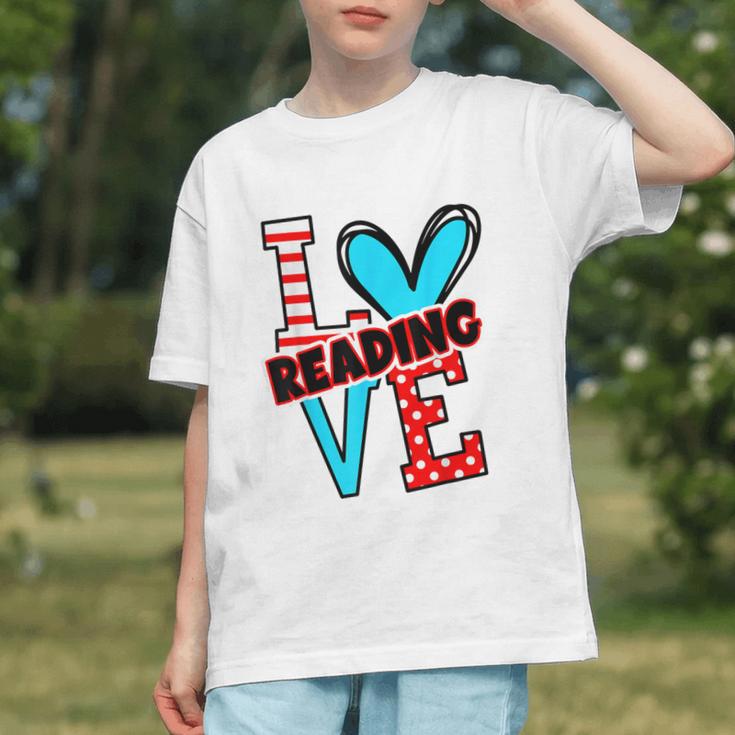 I Heart Books Love Reading Red And Stripe Animated Cat For Men Women Girls Kids Graphic Youth