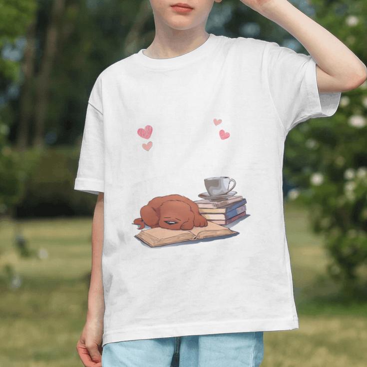 Just a Girl Who Loves Dogs Books Coffee T-Shirt Graphic Youth
