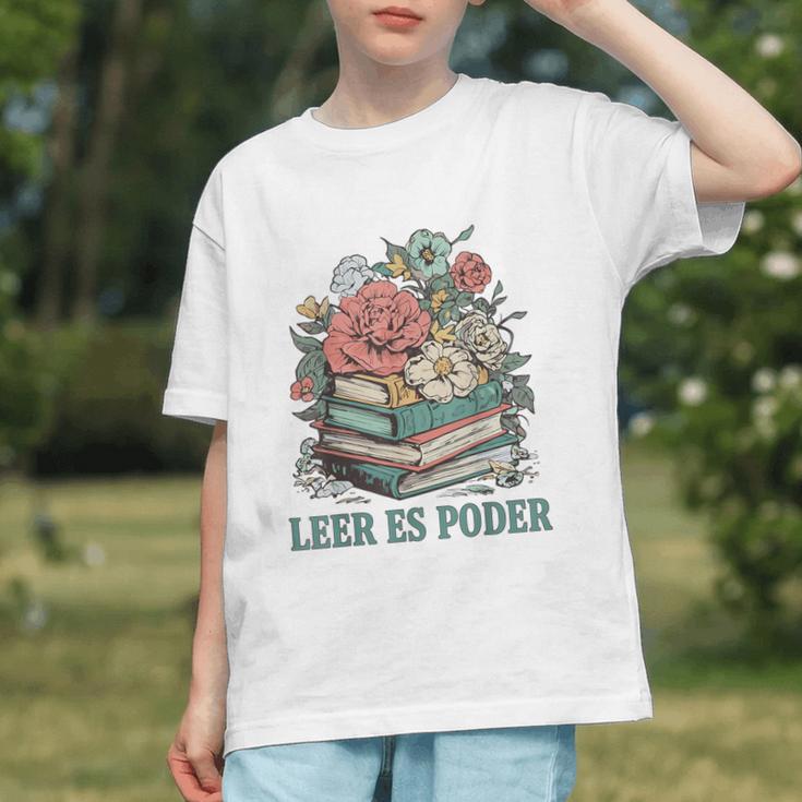 Leer ES Poder Cute Floral Spanish Teacher Book Reading Graphic Youth