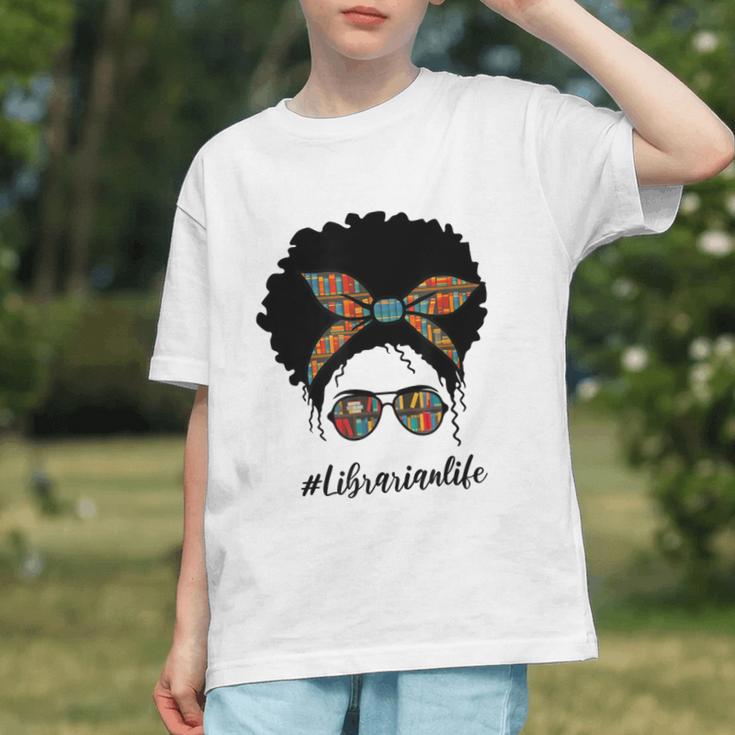 Librarian Teacher Messy Bun Life Book Library Back To School Graphic Youth