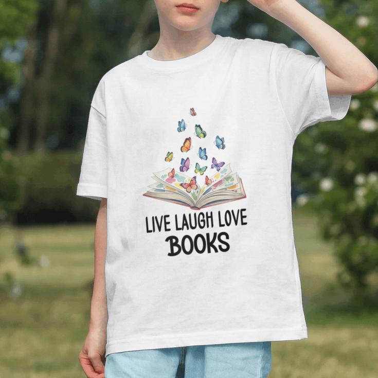 Live Laugh & Love Books Reading Butterfly Book Lover Bookish Premium Graphic Youth