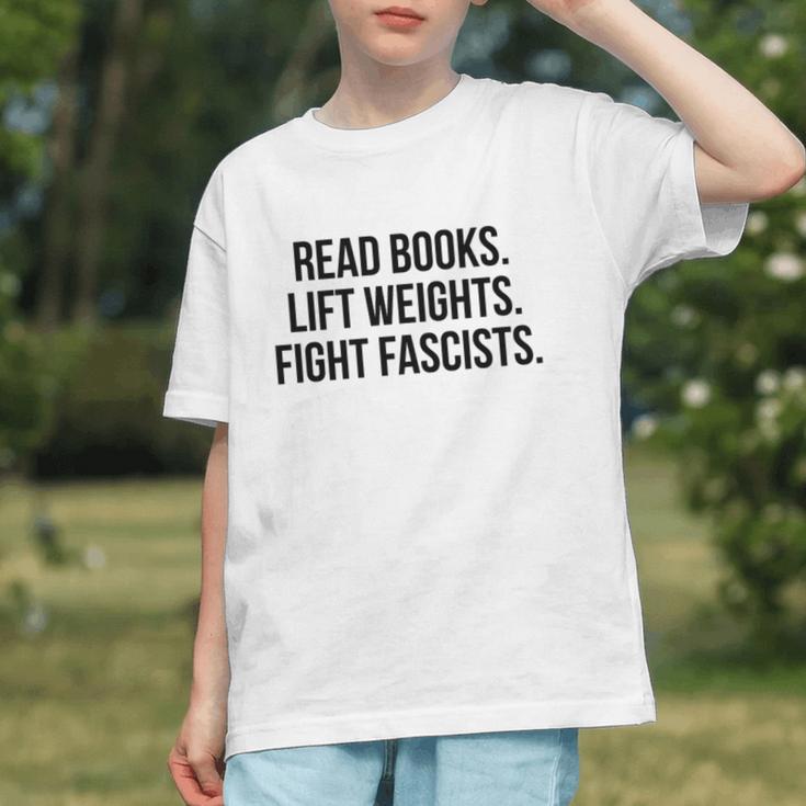 Read Books Lift Weights Fight Fascists Premium Tri-Blend Graphic Youth