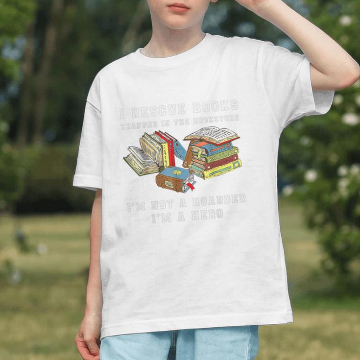 I Rescue Book Trapped In The Bookstore I'm Not A Hoarder Premium Tri-Blend Graphic Youth
