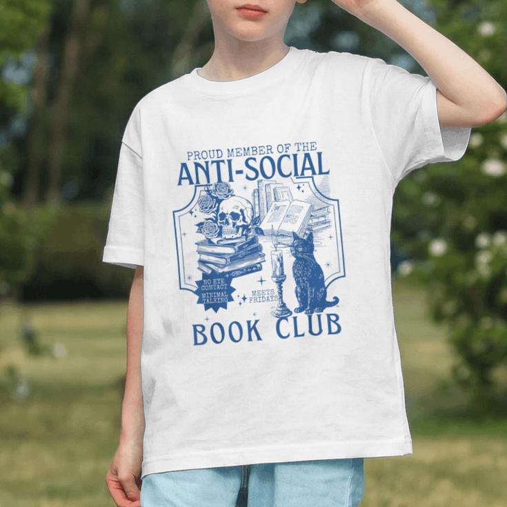 Sarcastic Anti Social Book Club Cat Skull Book Lover Graphic Youth Sarcastic Anti Social Book Club Cat Skull Book Lover Graphic Youth
