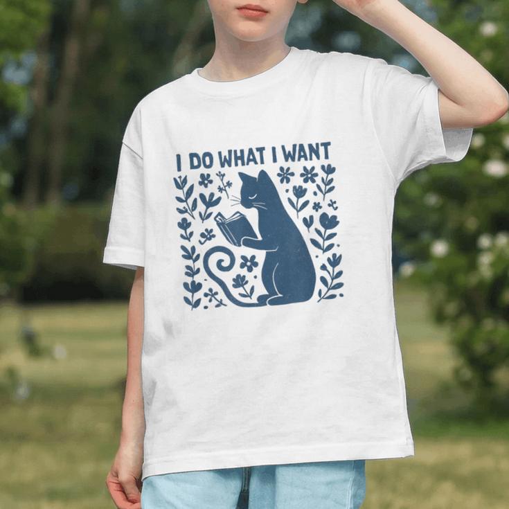 I Do What I Want Cat Reading Book Boho Flowers Vintage Graphic Youth