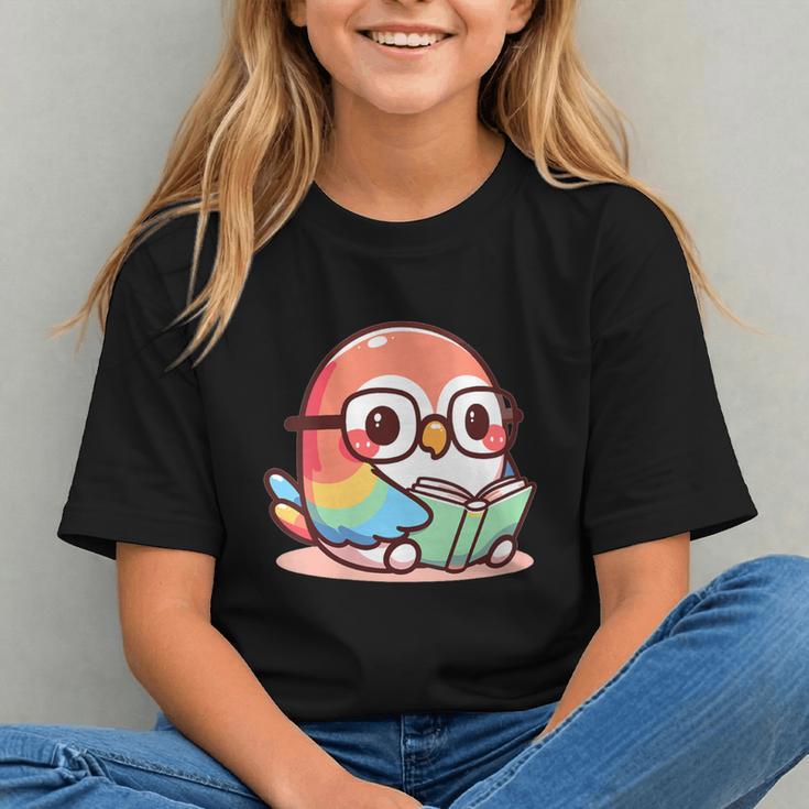 Adorable Book Lover Parrot With Reading Glasses Cute Graphic Youth