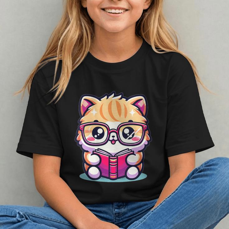 Adorable Book Lover Persian Cat With Reading Glasses Cute Graphic Youth