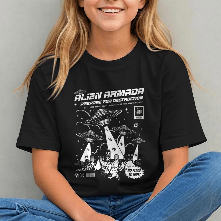 Alien Abduction UFO Lovers Comic Book Style Shirt Graphic Youth