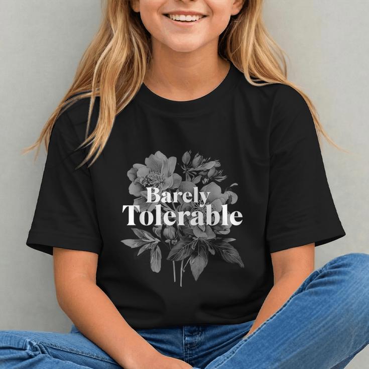Barely Tolerable Shirt Floral Book Lover Quote Bookish Graphic Youth