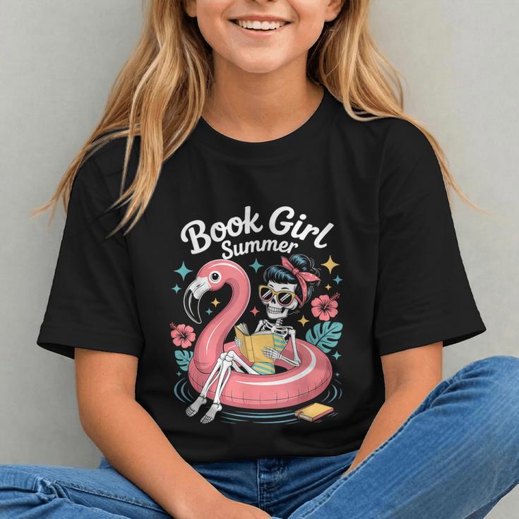 Book Girl Summer Skeleton Reading Books Lovers Beach Graphic Youth