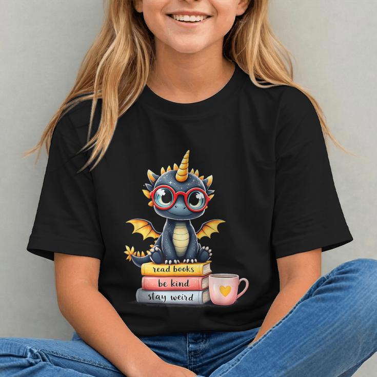 Book Lover Cute Baby Dragon Reading Graphic Youth