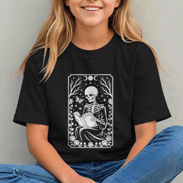 Book Lover The Reader Tarot Card Skeleton Reading Graphic Youth