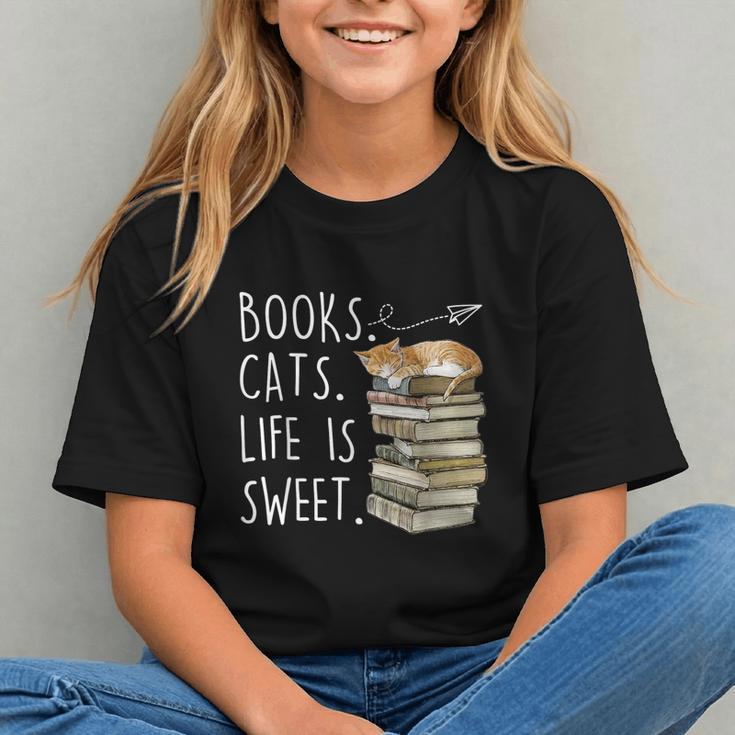 Book Lovers Books Cats Life Is Sweet Cat Lover Graphic Youth