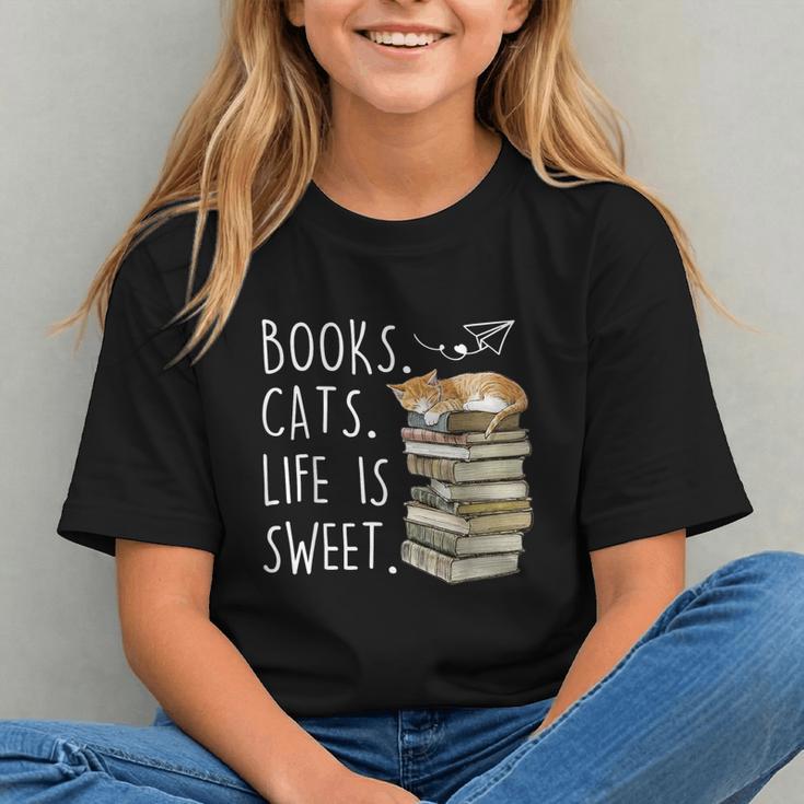 Book Lovers Books Cats Life Is Sweet Cat Lovers Graphic Youth