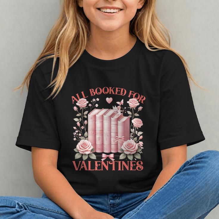All Booked For Valentines Shirt Romantic Cupid Roses Books Graphic Youth
