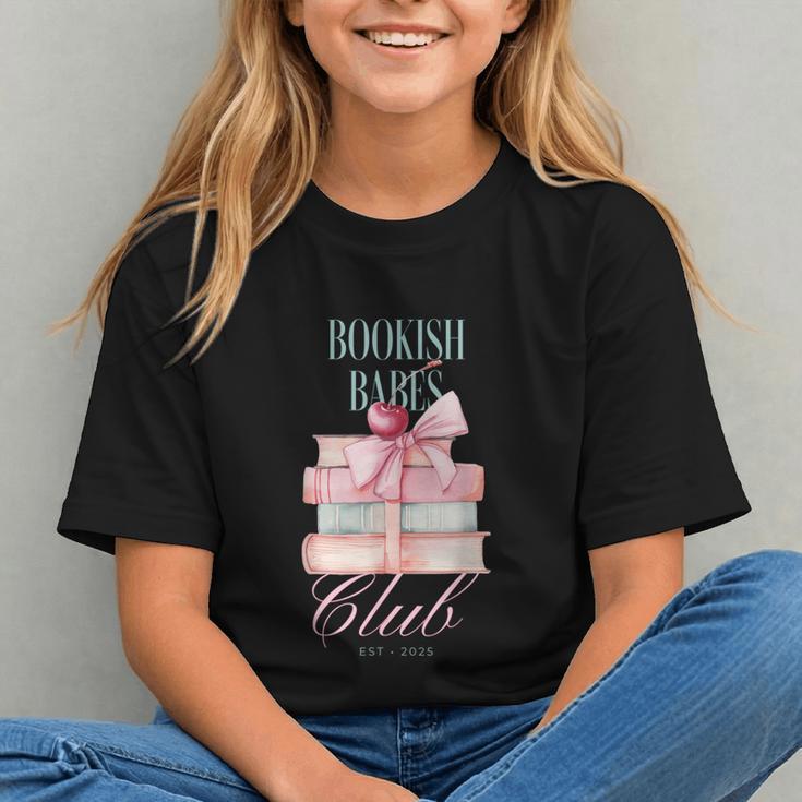 Bookish Babes Club Cute Pink Book Stack With Bow Graphic Youth