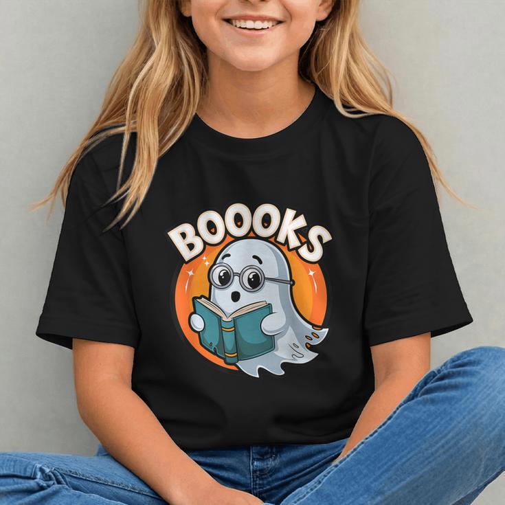 BOOOKS Cute Ghost Reading Books Halloween Graphic Youth BOOOKS Cute Ghost Reading Books Halloween Graphic Youth