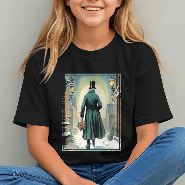 Charles Dickens Christmas Classic Book Ebeneezer Scrooge -Adults Kids Small Short Sleeve T-Shirt Graphic Youth