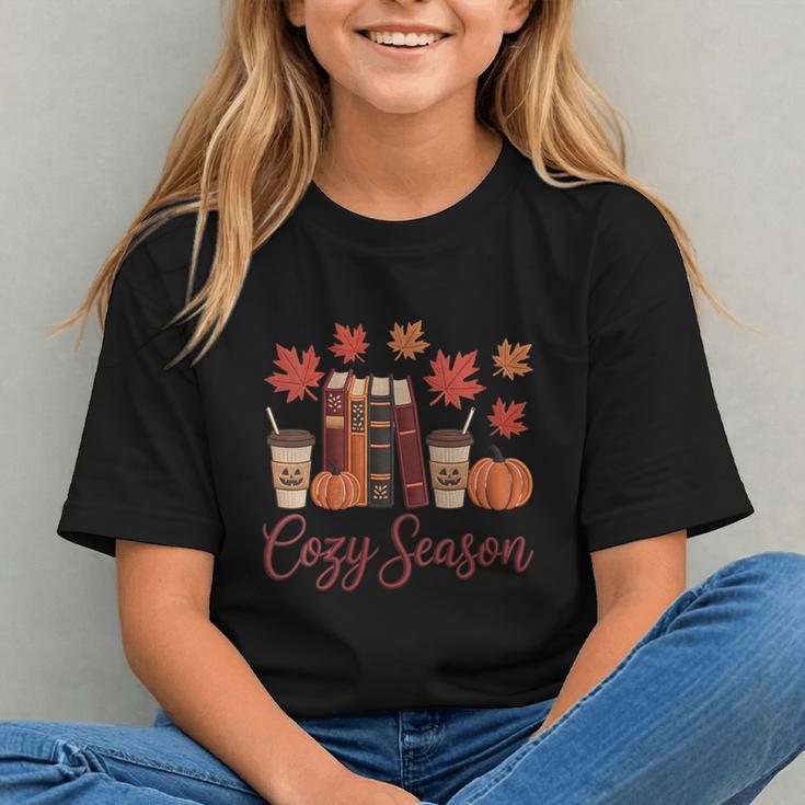 Cozy Season Autumn Leaves Books Pumpkins Fall Halloween Graphic Youth Cozy Season Autumn Leaves Books Pumpkins Fall Halloween Graphic Youth