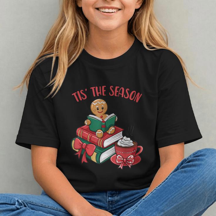 Cute Gingerbread Man Reading Book Nerd Christmas Bookish Graphic Youth