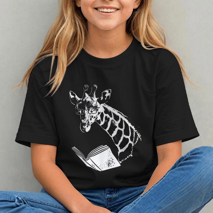 Cute Giraffe Wear Glasses Reading Book Librarian Bookworm Graphic Youth