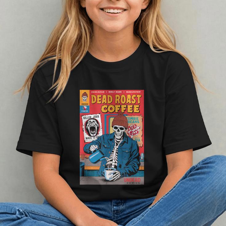 Dead Roast Coffee Comic Book Cover Style Skeleton Barista Graphic Youth