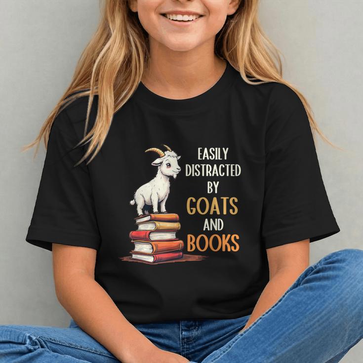 Easily Distracted By Goats And Books Goats And Book Reading Graphic Youth