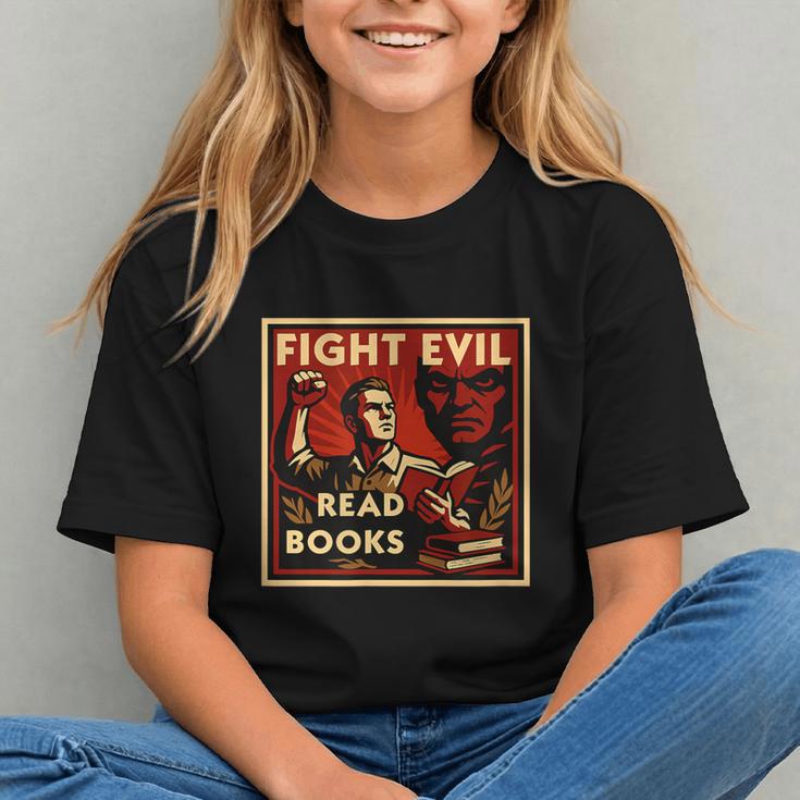 Fight Evil Read Books Propaganda Poster Graphic Youth
