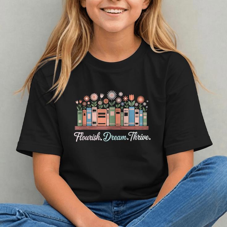 Flourish Dream Thrive Floral Books For Book Lovers Graphic Youth