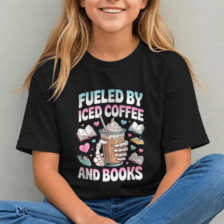 Fueled By Iced Coffee And Books Book Lover Retro Graphic Youth