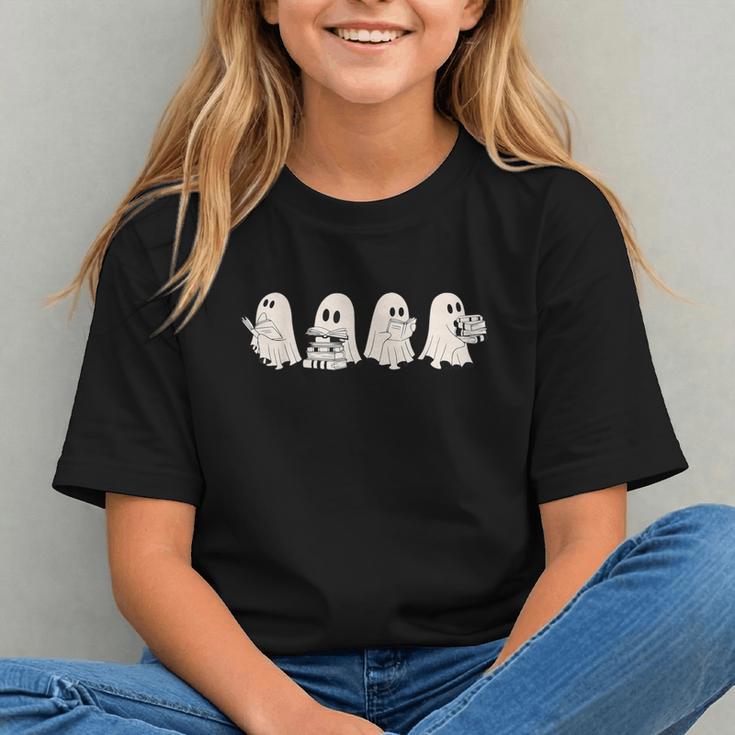 Ghost Book Reading Halloween Books Lover Teacher Kids Graphic Youth