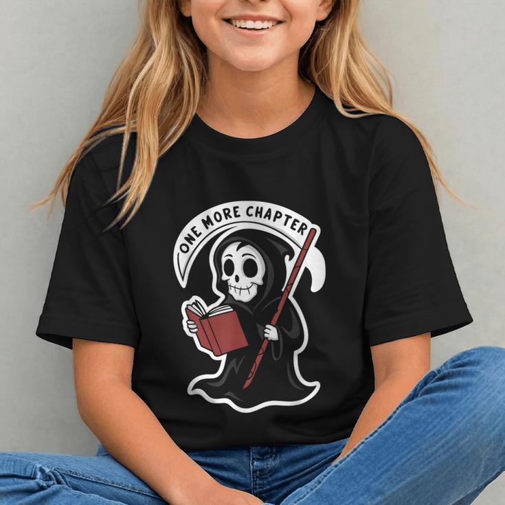 Grim Reaper Bookworm Cute Book Reading Halloween Graphic Youth Grim Reaper Bookworm Cute Book Reading Halloween Graphic Youth