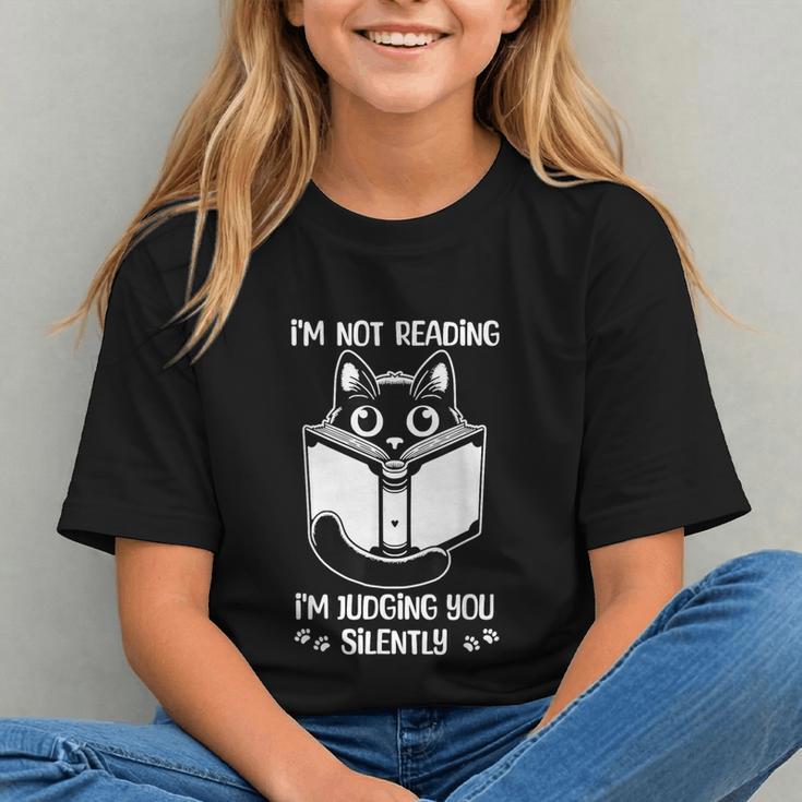 I’m Not Reading I’m Judging You Silently Fun Cat Book Lover Graphic Youth