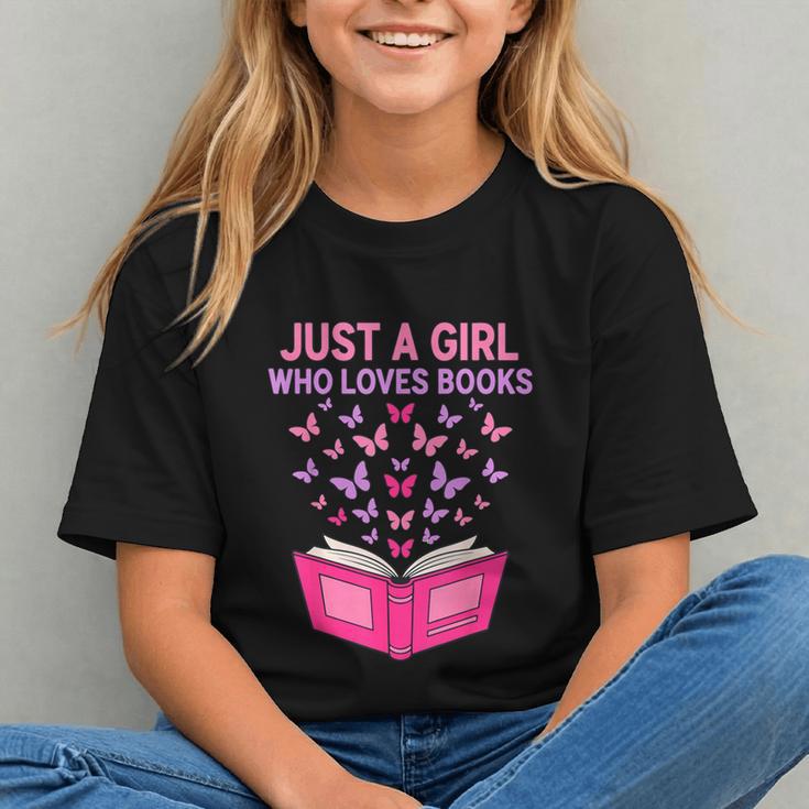 Just A Girl Who Loves Books Butterflies Reading Graphic Youth Just A Girl Who Loves Books Butterflies Reading Graphic Youth