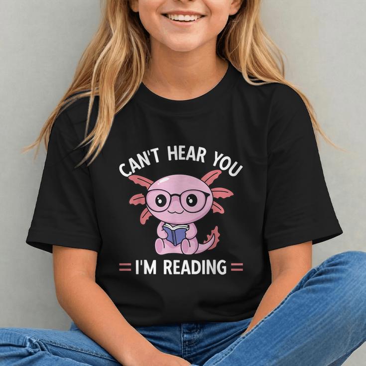 Kawaii Axolotl Can't Hear You I'm Reading Book Lover Graphic Youth